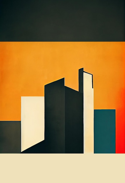 Bauhaus Painting Art Print in Retro Color Cool Vintage Shape Compositions Background