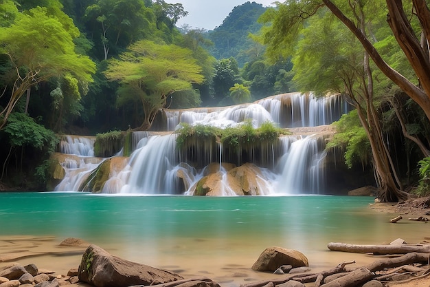 Bautiful huay mae kamin waterfall in kanchanaburi province