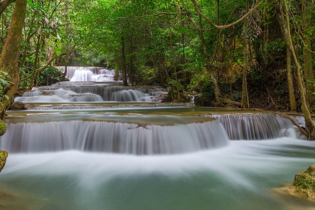 Bautiful Huay Mae Kamin Waterfall in  Kanchanaburi Province