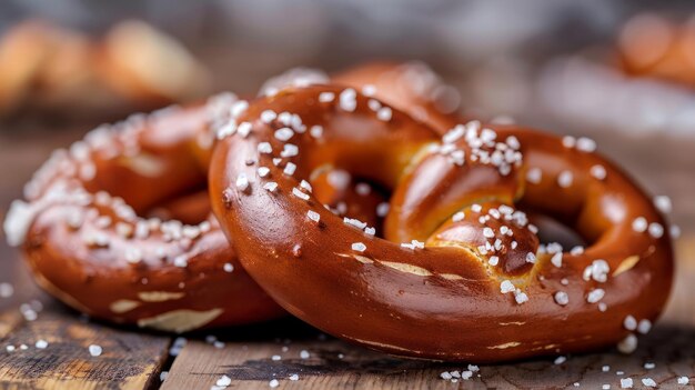 Bavarian delicious freshly baked and freshly prepared homemade soft pretzel lying among pretzels