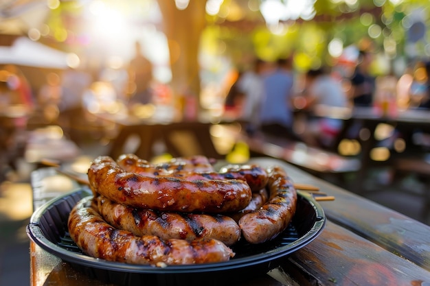 Photo bavarian fried sausages germany food