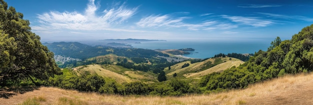 Photo bay area panorama view from mount tamalpais overlooking marin countryside