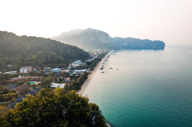 Bay beach and sea in the morning in the tropics