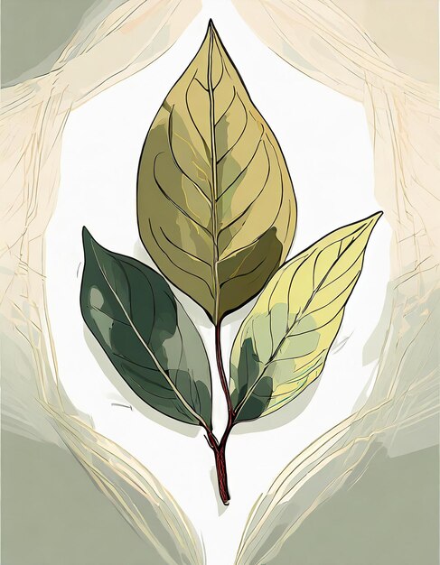 Bay laurel tree illustration