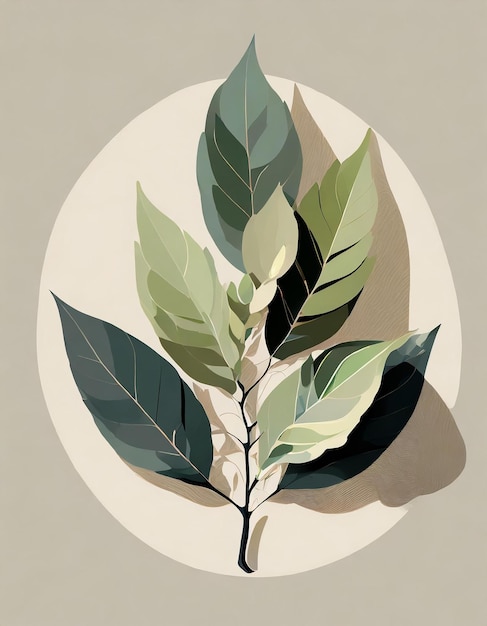 Bay laurel tree illustration