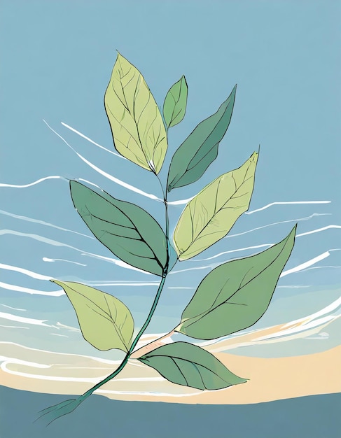 Bay laurel tree illustration