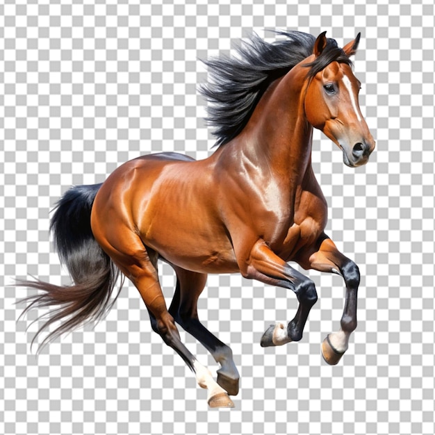 bay stallion run gallop isolated on transparent background