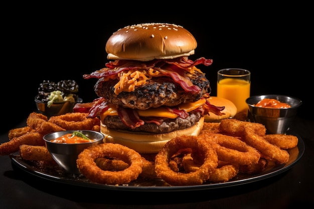 Bbq bacon cheddar burger combo platter