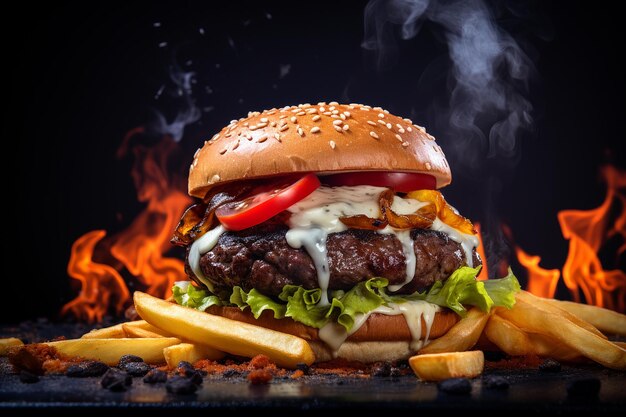 BBQ Burgers with Potato Chips and Dip