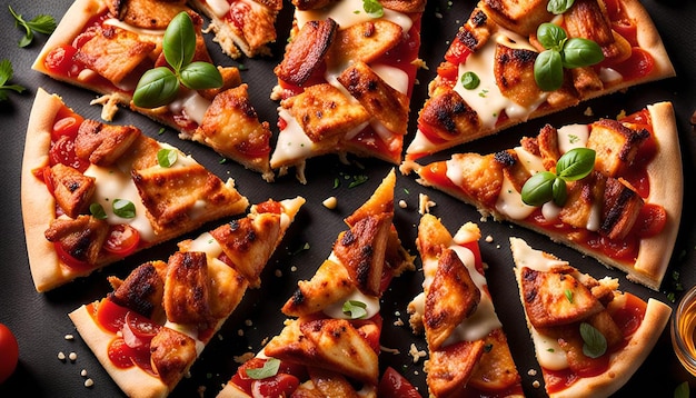 Bbq chicken pizza cut into