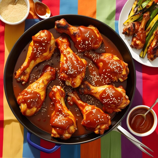 Photo bbq chicken with red sauce