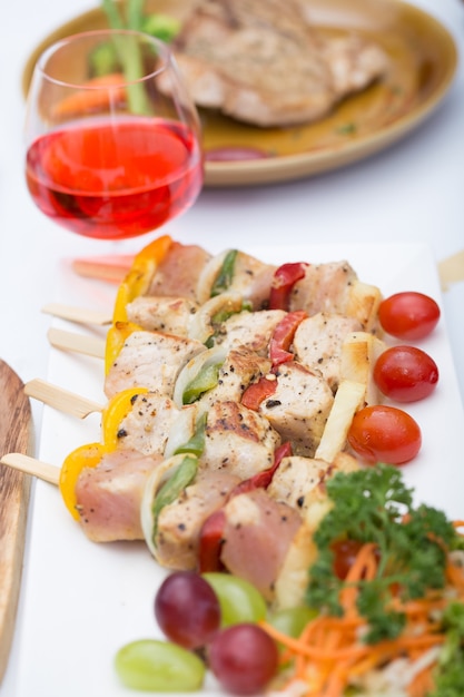 Bbq grill on a white plate