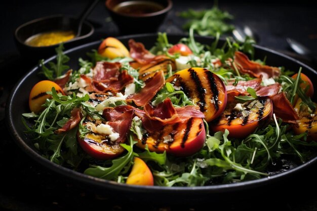 BBQ Grilled Peach and Prosciutto Salad