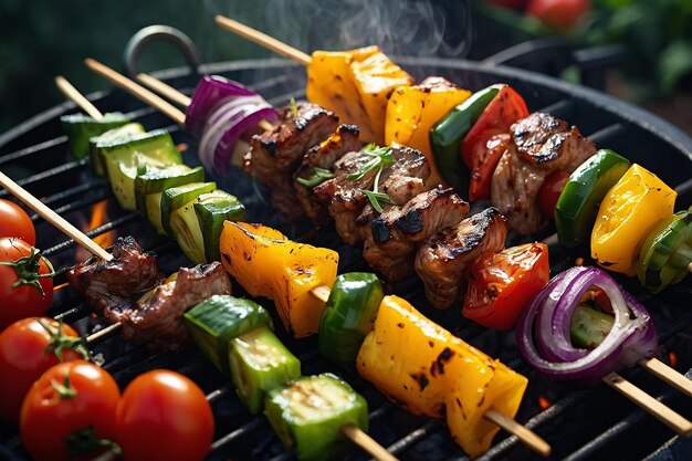 BBQ kebab with summer vegetables