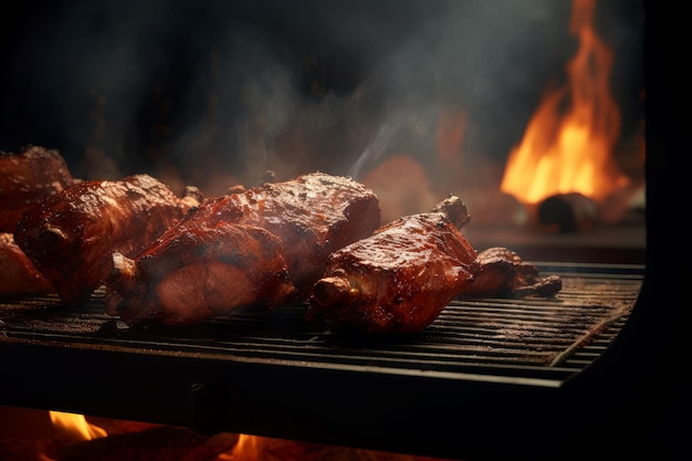 Bbq meat on fire Generate Ai