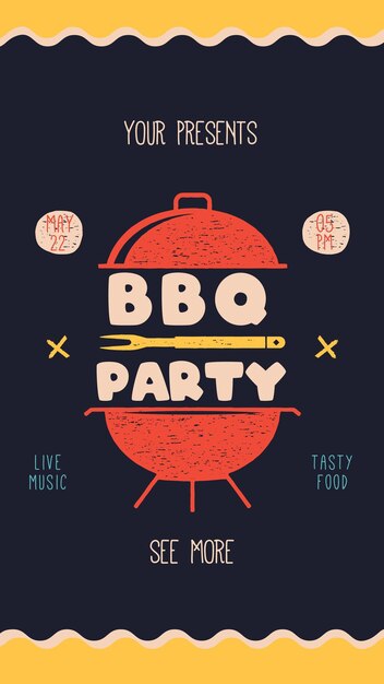 Photo bbq party card template bbq grill square card for social media marketing stories barbecue post design stock poster flyer