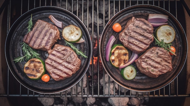 Bbq on propane gas grill delicious steaks