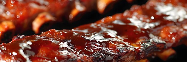 Photo bbq ribs served with tangy sauce