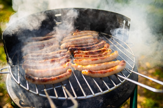 BBQ with sausages on the grill