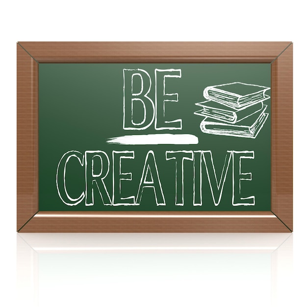 Be Creative written with chalk on blackboard