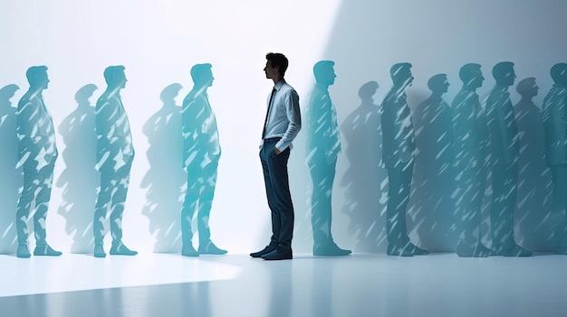 Be different silhouette Young businessman standout of the crowd with Generative AI Technology