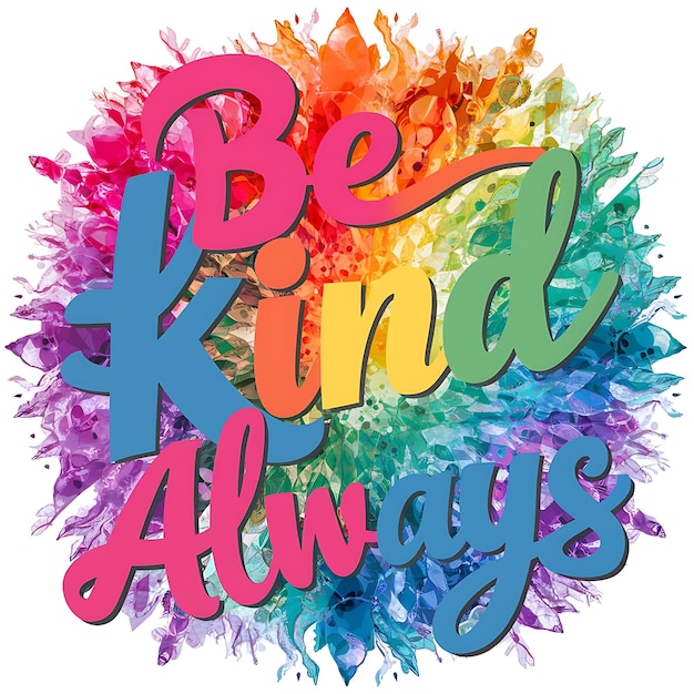 Photo be kind always colorful background and text tshirt design motivational quote illustration typography