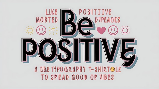 Be Positive Tshirt Design Motivational Quote IllustartionTypography