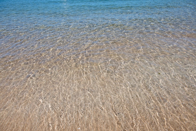 Beach background calm beautiful ocean wave on sandy beach sea view from tropical sea beach