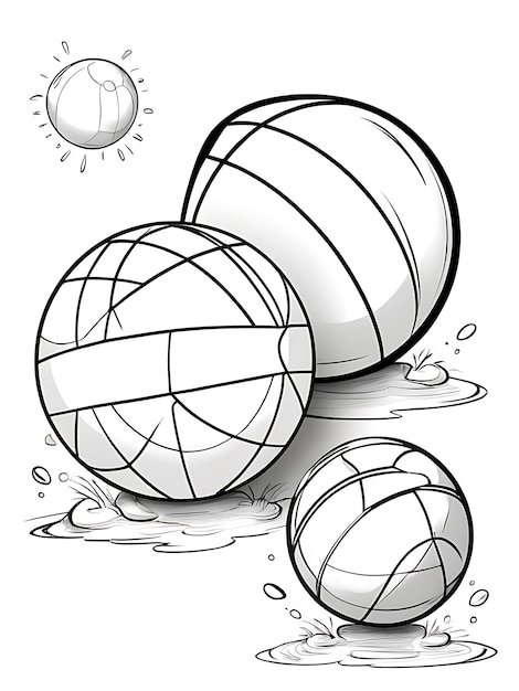 Photo beach ball color page coloring drawing without colors white background ai generated