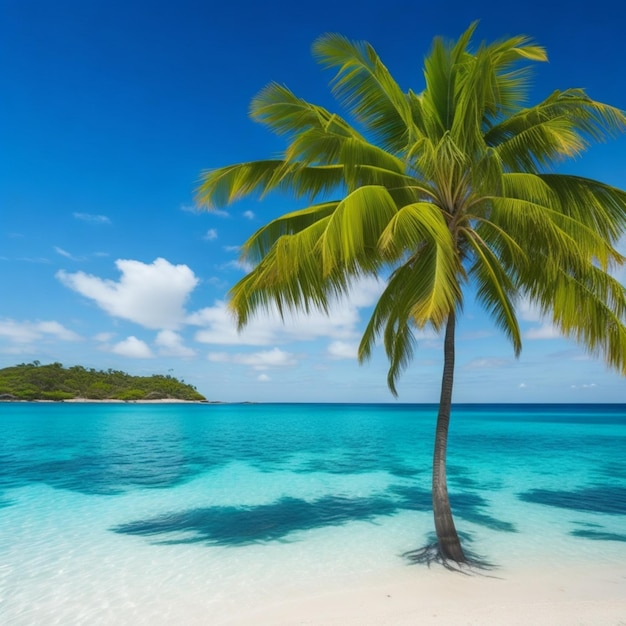 beach beautiful with palm trees generative ai