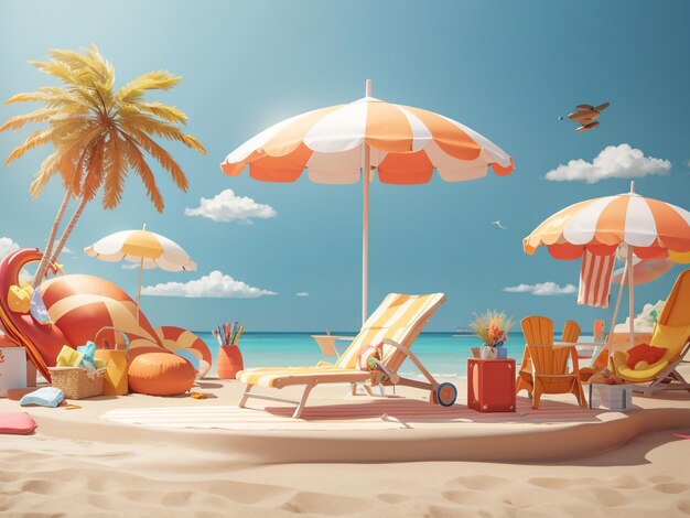 Beach Bliss Summer Vacation Abstract Beach Background Concept