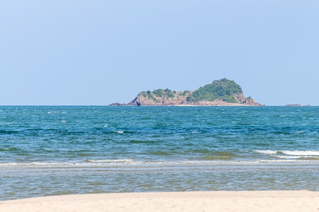 Beach blue sea with waves and clear blue sky with cloud, ocean, wave, sea, beach