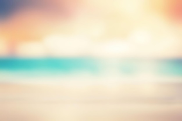 Photo beach blur background blurred summer beach with sunset sky and cloud abstract background