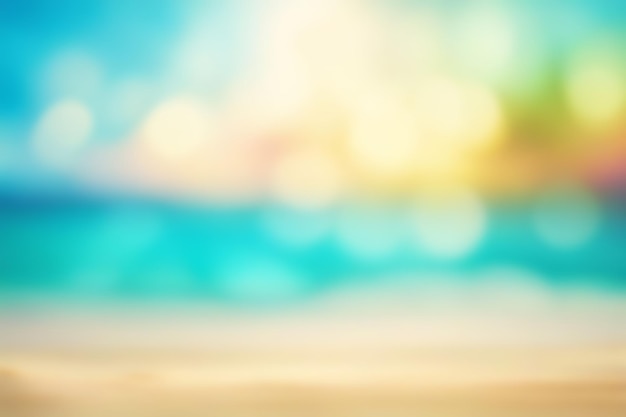 Beach blur background Blurred summer beach with sunset sky and cloud abstract background