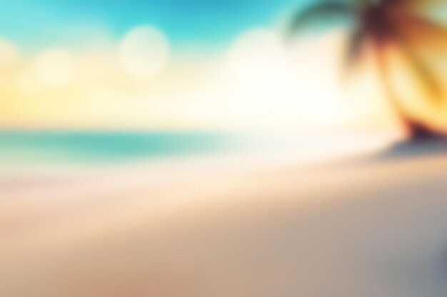 Beach blur background Blurred summer beach with sunset sky and cloud abstract background