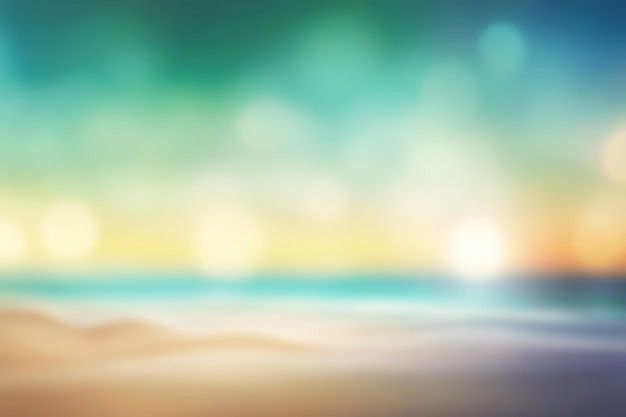 Beach blur background Blurred summer beach with sunset sky and cloud abstract background