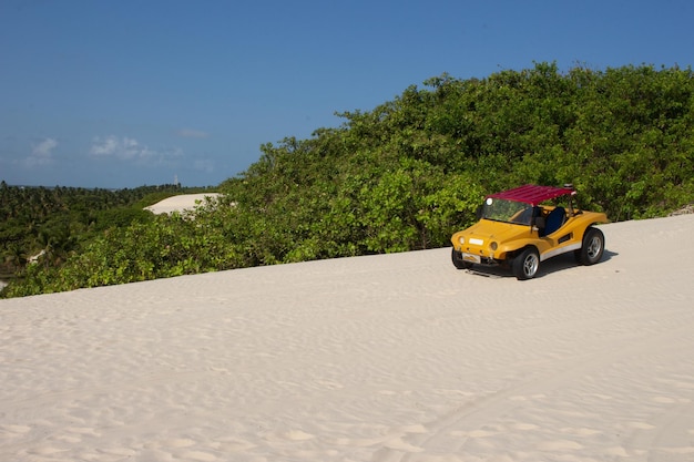 Beach car at the beach in a sunny day