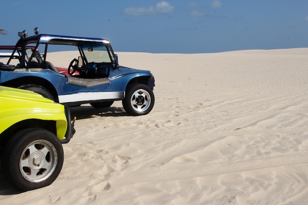 Beach cars at the the beach in a sunny day