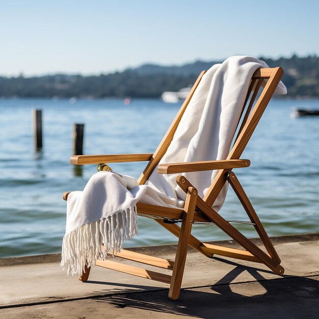 Photo a beach chair with a towel on it