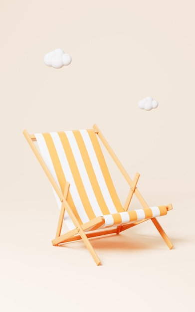 Beach chair in the yellow background 3d rendering