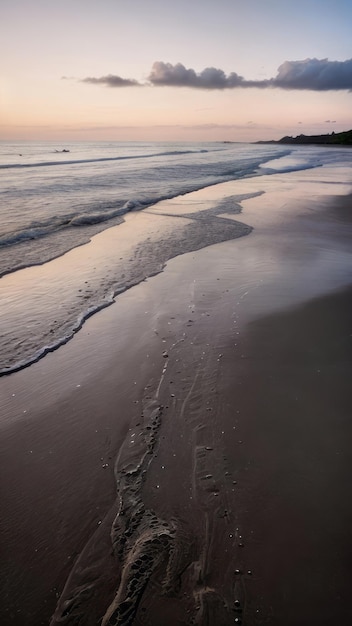 Photo beach in the evening sunset on the sea