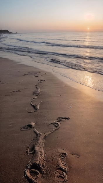 Photo beach in the evening sunset on the sea