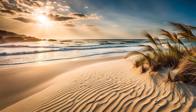 Beach filled with lots of sand next to the ocean