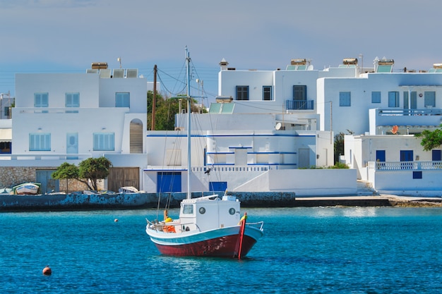 The beach and fishing village of Pollonia in Milos, Greece