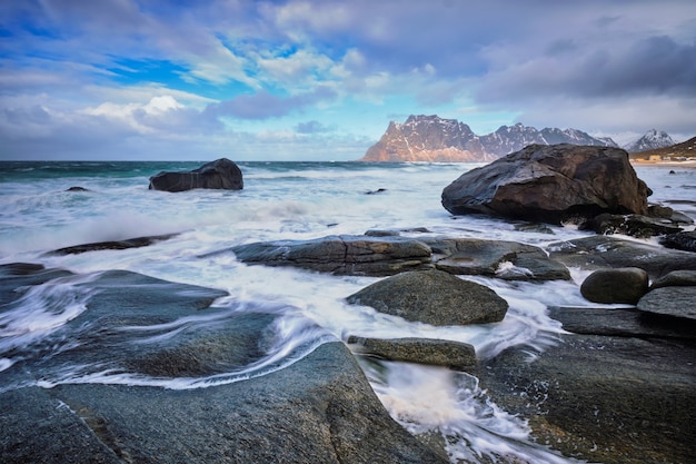 Beach of fjord in Norway