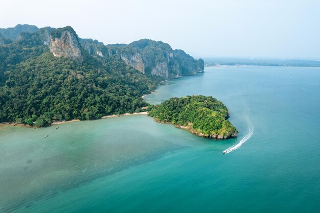 Beach and green heartshaped island