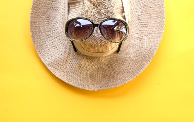 Beach hat with sunglasses