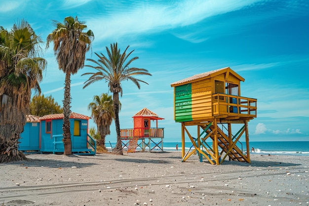 Beach Huts on the Sandy Shore of San Jose