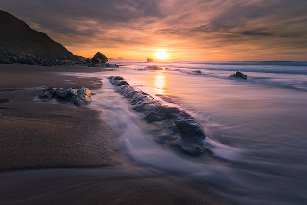 Beach of Ilbarritz at Biarritz, at Basque Country. 