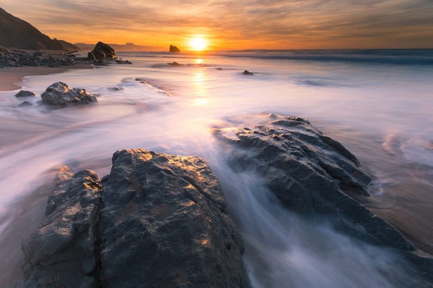 Beach of Ilbarritz at Biarritz, at Basque Country. 